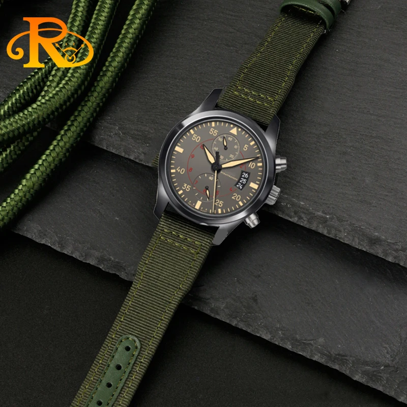 20/21/22mm High quality Nylon Calfskin Leather Watch strap Fit for IWC Pilot SPITFIRE MARK18 Portofino TOP GUN IW389101Watchband