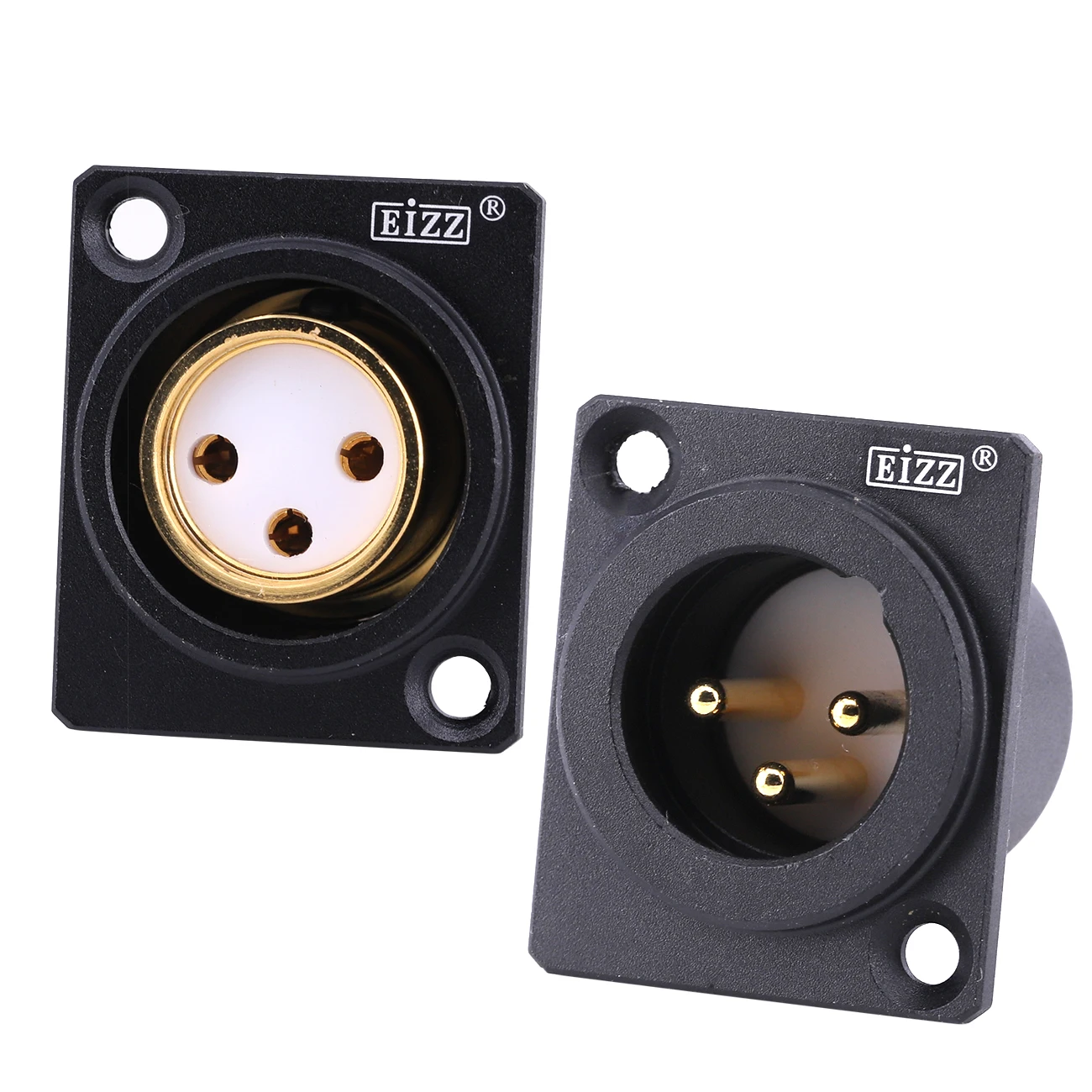 

EIZZ EZ-108M 3Pin Female Male XLR Plug Connector Balance Socket Hifi Audio Headphone AMP 24K Gold Plated Copper PTFE Insulator