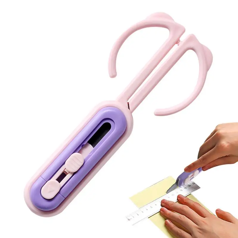 

2 In 1 Scissors Retractable Box Cutter 2 In 1 Ergonomic Non-Slip Scissors Lightweight Retractable Box Cutter Portable Gadget
