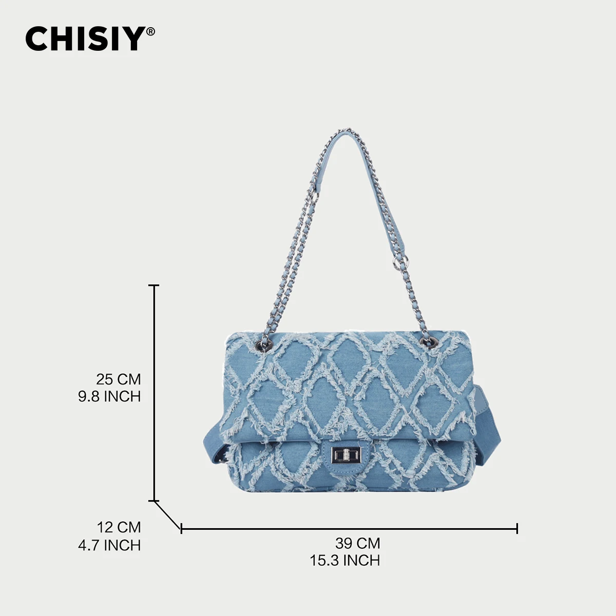 CHISIY Original Handmade Runaway Series Lingge Chain Large Capacity Commuter Shopping Shoulder Bag Valentine\'s Day Gift