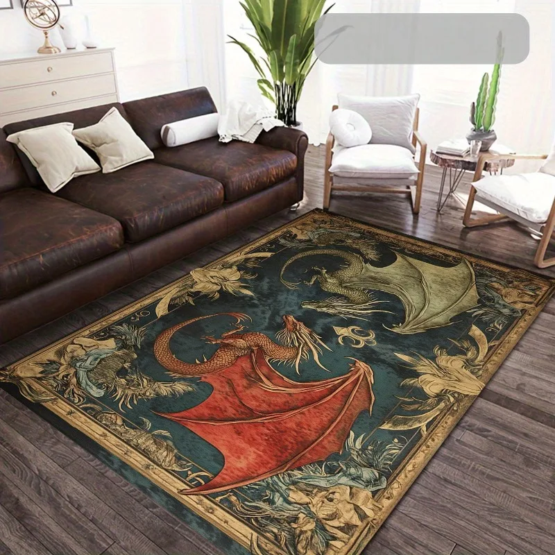 

Magic Dragon Mythology Art The Evil Dragon Rug for Bedroom Living Room Sofa Home Doormat Decor, Large Non-slip Floor Mat