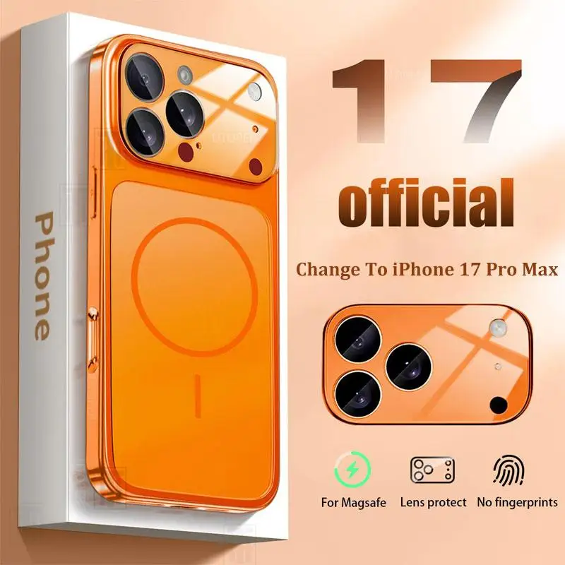 Original Glass Nano Matte Case For iPhone 17 Air 16 15 14 13 Pro Max 17Pro Magnetic For Magsafe Wireless Charging Armor Funda
