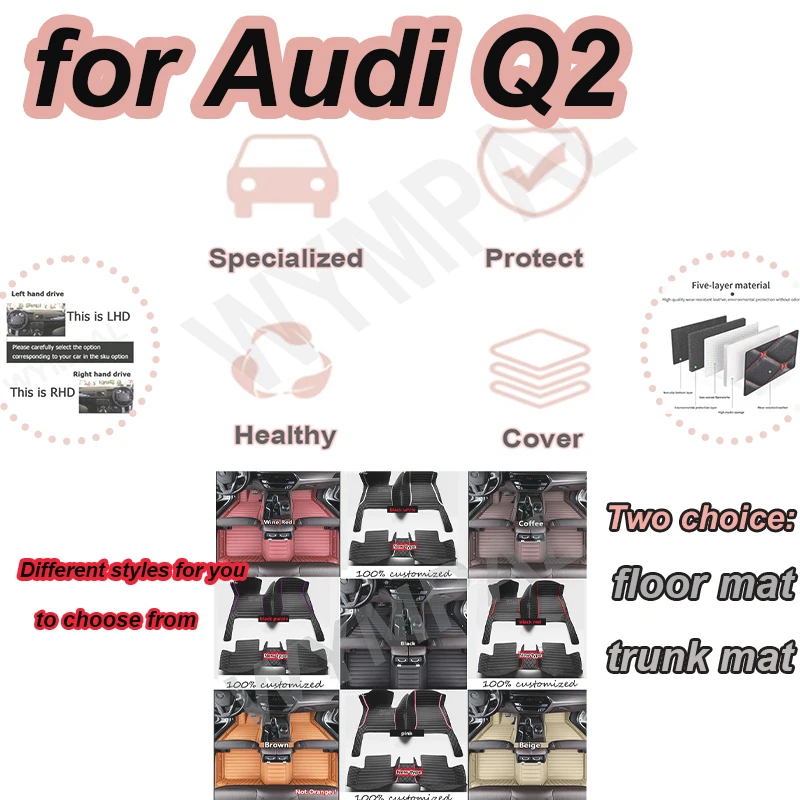 

LUXURY Car Mats For Audi Q2 2017~2022 Durable Auto Floor Mat Anti Dirt Rug Carpet Luxury Leather Car Interior Accessories