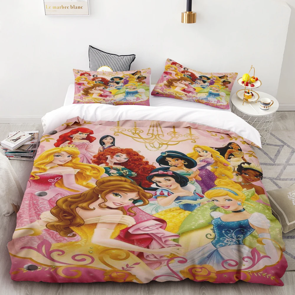 

Disney Snow Princess Series Printed Bedroom Bedding Set Duvet Cover Comforte Cartoon King Queen Size Bedding Comforter
