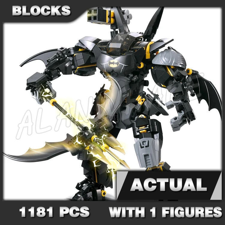 1181pcs Super Fighter BatMech Black Robot Joints Movable garage Platform Base 7143 Building Blocks Toy Compatible With Model