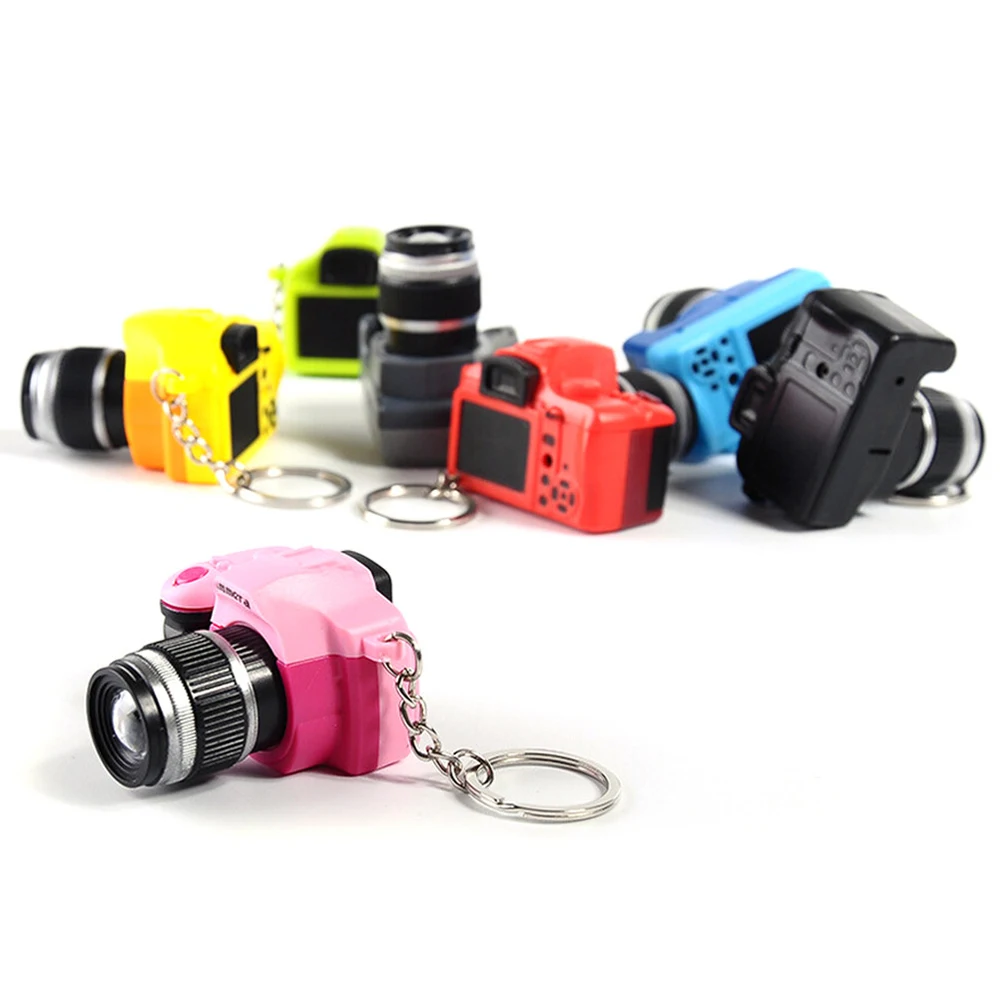 Mini Colorful Camera Keychain LED Flashing Lighting Sound Simulation Camera Pendant Key Ring Kids Birthday Gifts