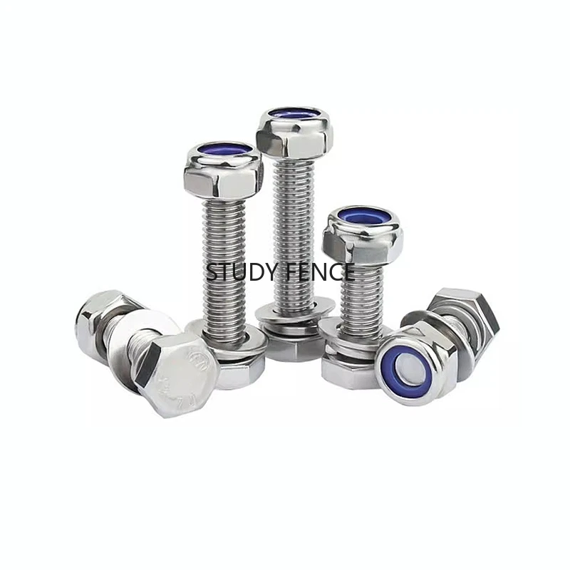 20set stainless steel hexagonal nut bolt assembly Tighten the anti slip fasteners M6 thread hardware accessories Metal fasteners