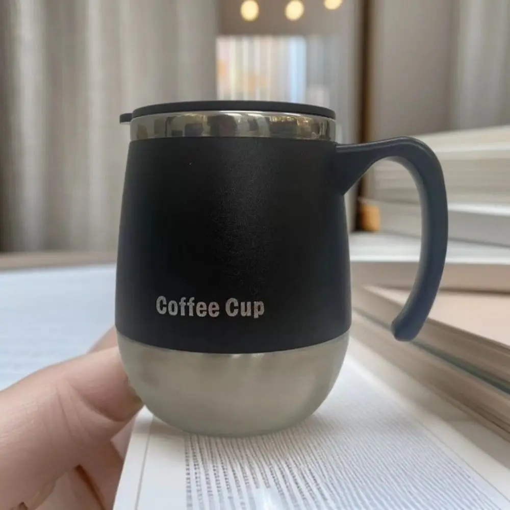 كوب قهوة معزول 500 مللي متطور بجدار مزدوج كوب حراري متين بغطاء شفاف كوب ماء عملي مختوم للاستخدام المكتبي #2