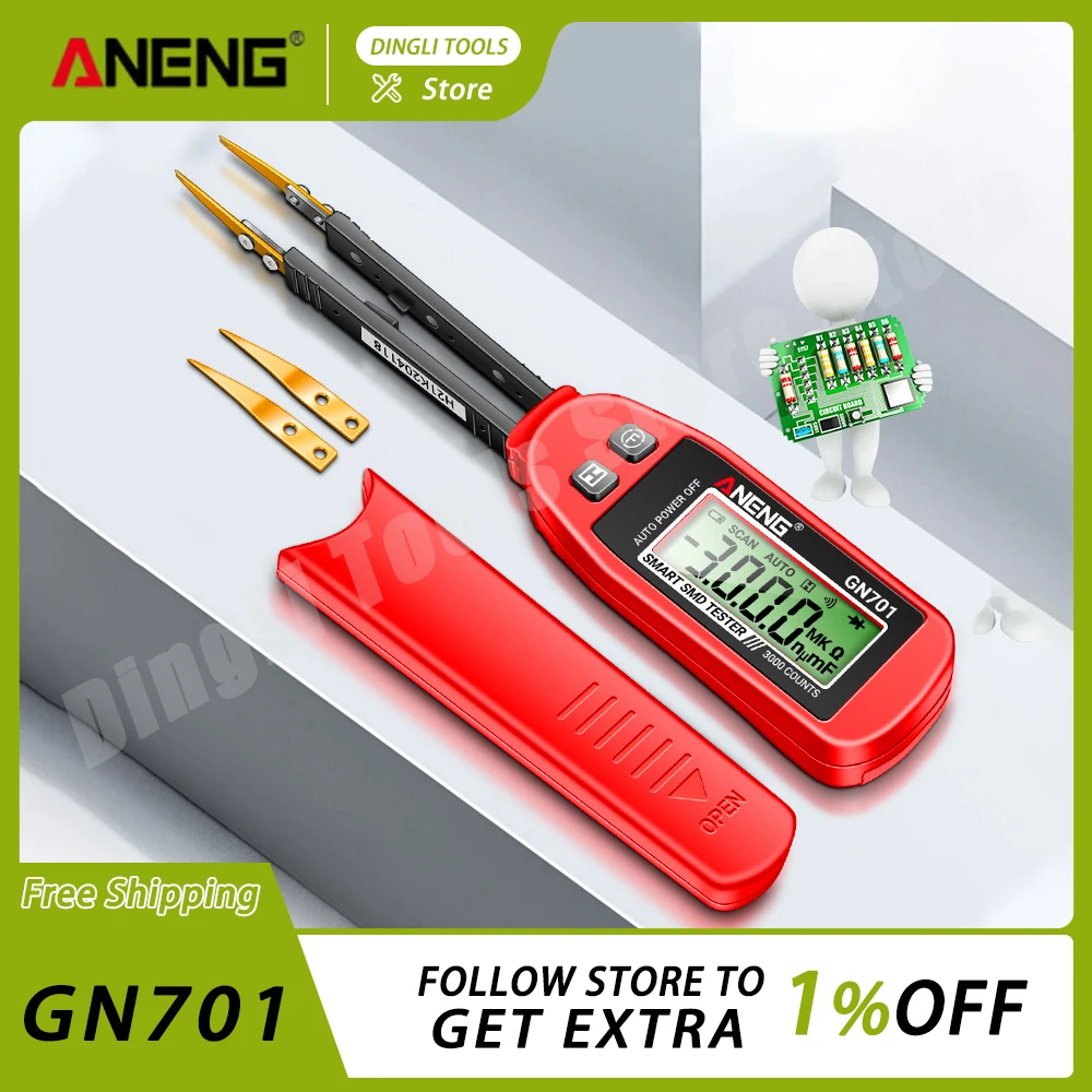 ANENG GN701 Smart SMD Tester Multimeter Capacitance Resistance Diode Capacitor Test Pen LCD Display 3000 Counts Test Custom tool