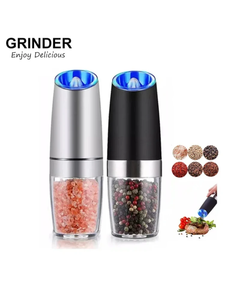 

Electric Automatic Mill Spice Salt and Pepper Grinder Gravity LED Light Adjustable Coarseness Kitchen Steak Tool Sets