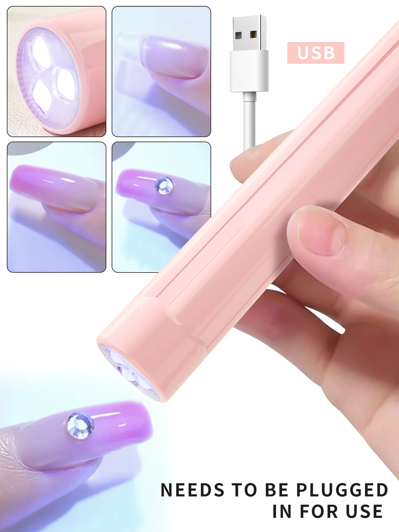 1 قطعة [بدون بطارية] المكونات في نوع مسمار مصباح ، المحمولة مانيكير Led مسمار مصابيح القلم آلة تجفيف للأظافر هلام البولندية مصباح ليد