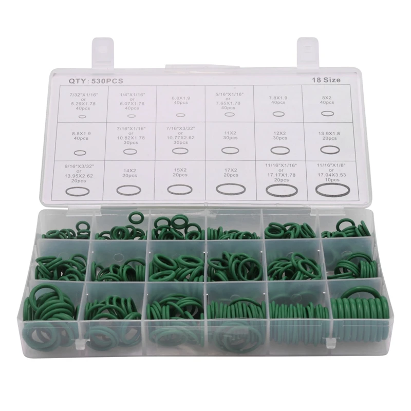 530Pcs Car R134A Car O-Ring Repair Automotive Air Conditioning Repair Rubber Sealant Box Set