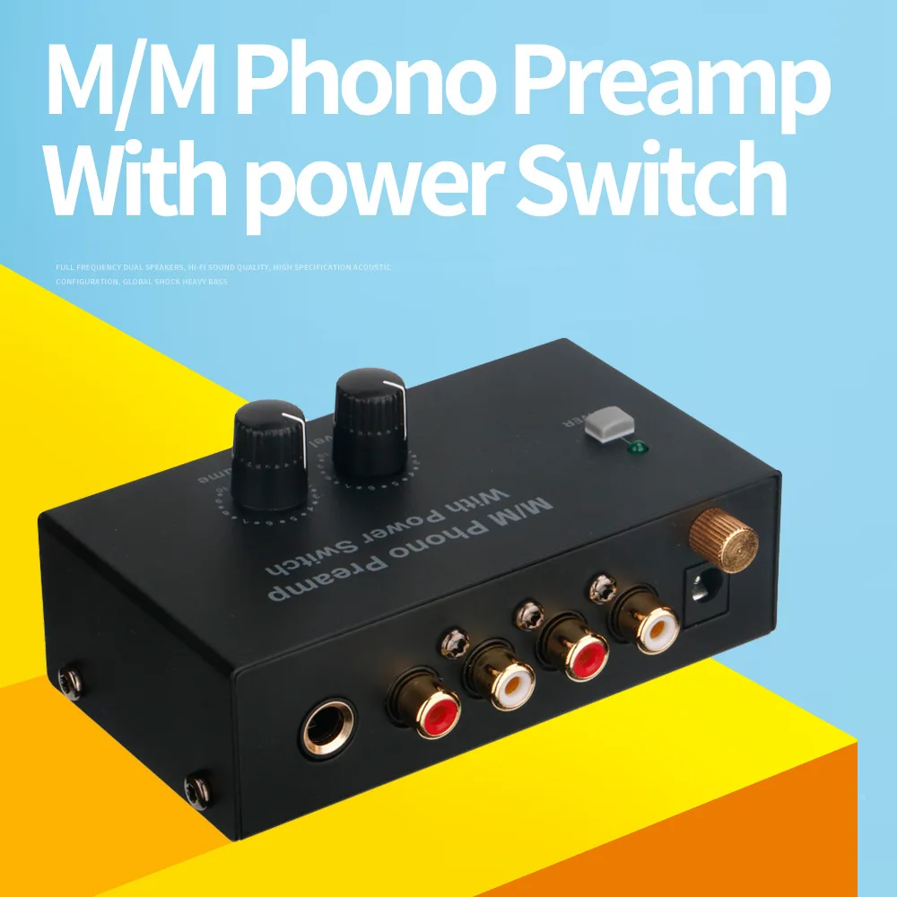 Preamplificador de fono PP500, preamplificador de Audio con Control de volumen de nivel, entrada y salida RCA, interfaces de salida TRS de 1/4"