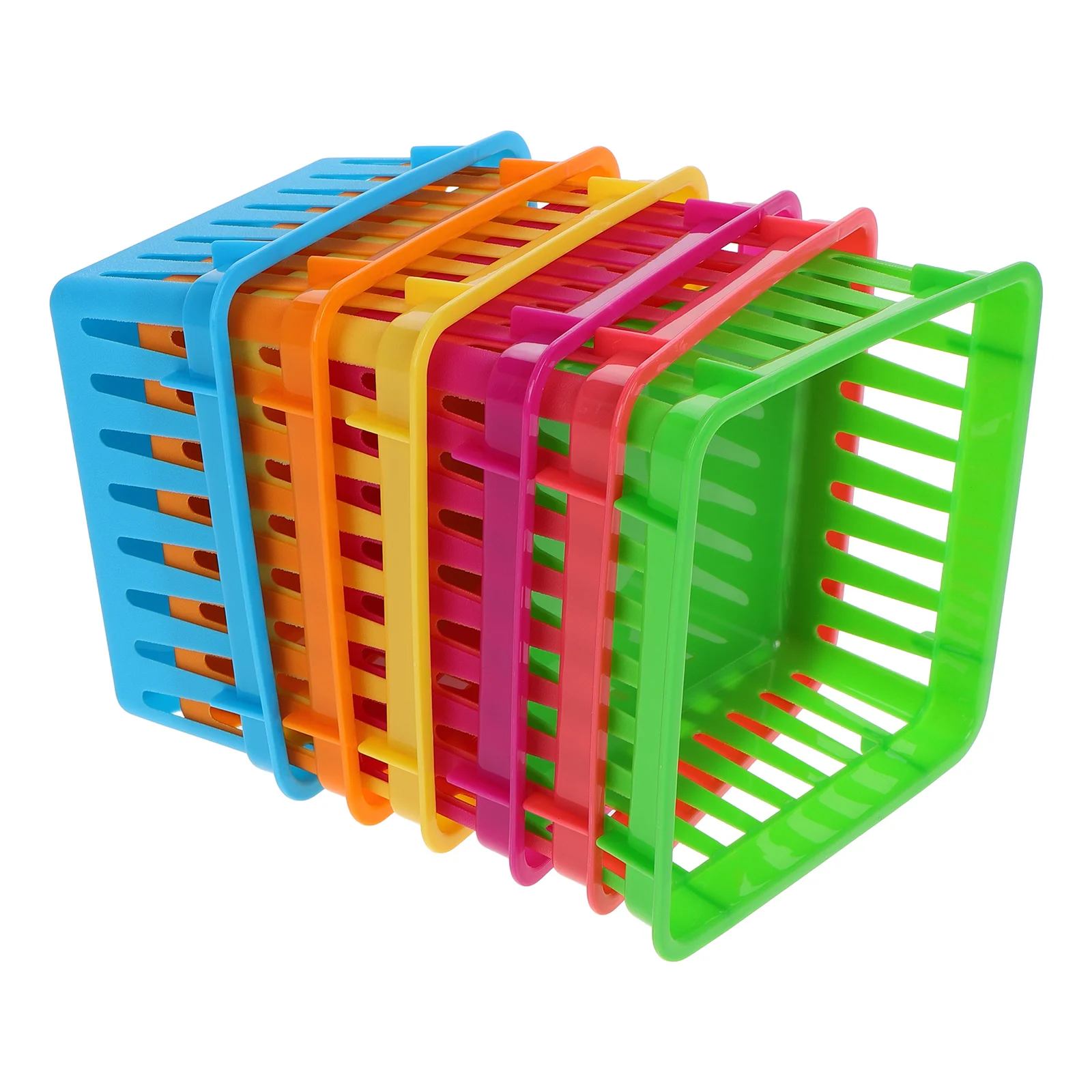 6 Pcs Stationery Storage Basket Office Desk Organizer Small Bins Plastic Baskets File Crayon Container School