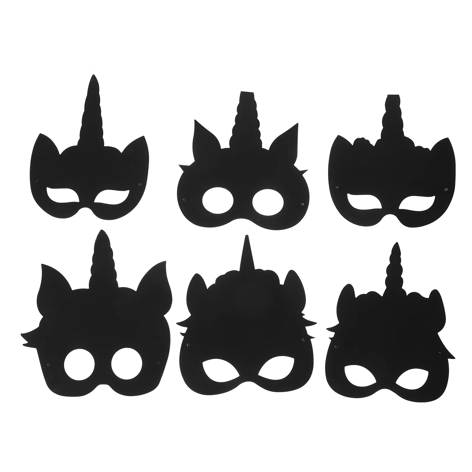 1 Set Unicorn Masks Craft Kit Diy Scratch Thick Paper Mask Kids Party Halloween Decoration Multi-Function Mask Set For