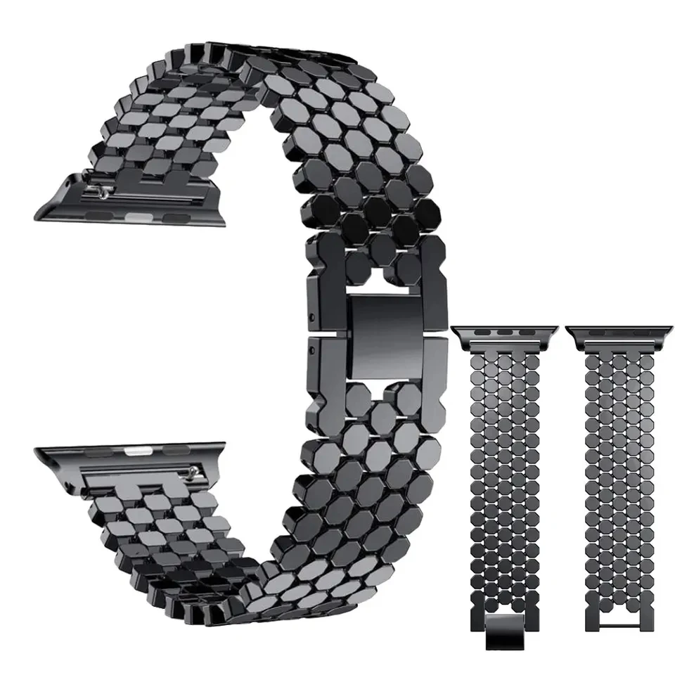 Ze stalowy pasek nierdzewnej do Apple Watch Band 45mm 44mm 41 40mm luksusowa bransoletka metalowy łańcuszek do iWatch serii 1-9 38 42mm