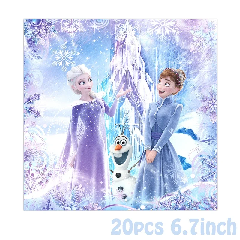 Disney Frozen Elsa Theme Birthday Party Supplies Zestaw zastawy stołowej Przyjęcie urodzinowe dla dzieci Sztućce Dekoracja Serwetka Kubek papierowy