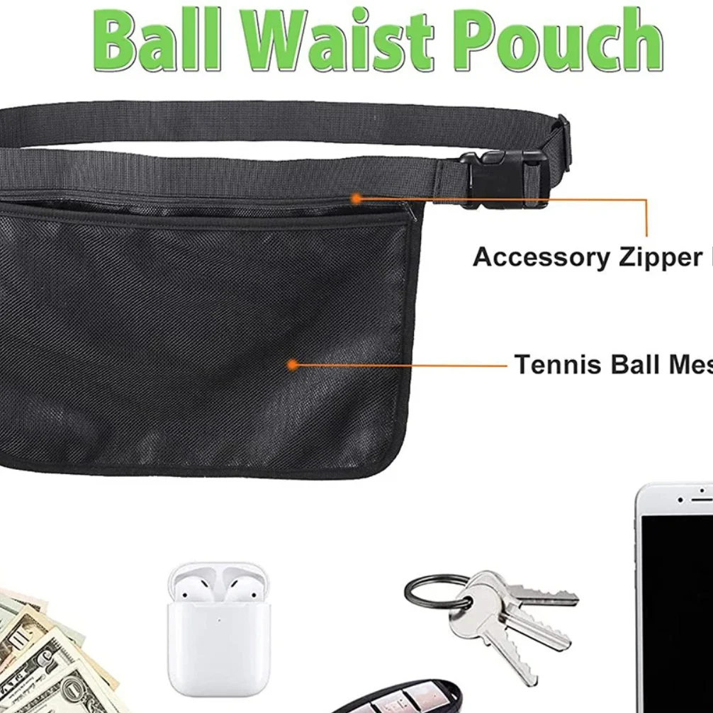 حقيبة تخزين شبكية، حزام خصر قابل للتعديل، حقيبة كرة الورك مع جيب بسحاب، حزمة خصر لإكسسوار كرة البيسبول للنساء/الرجال/المراهقين