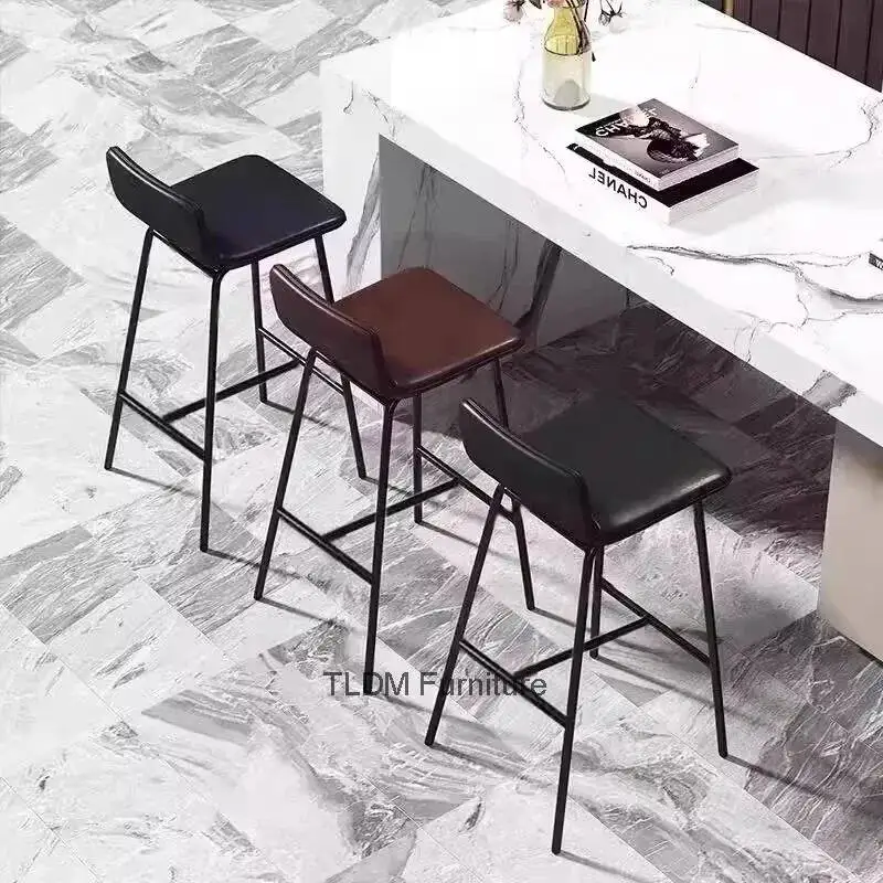 

Leather Balcony Bar Stools Ergonomic Vanity Computer Beach Bar Chairs Living Room Nordic Minimalist Chaise De Home Furniture