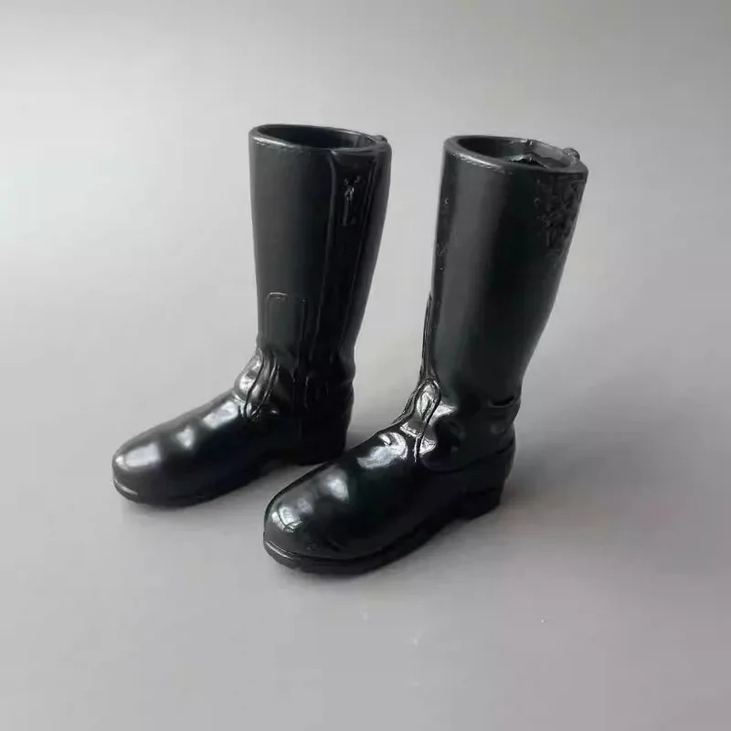 1/6 Action Figure Black Long Boots with Zipper Decoration Soft Rubber Material Hollow Shoes for 12inch Soldiers Body Accessory