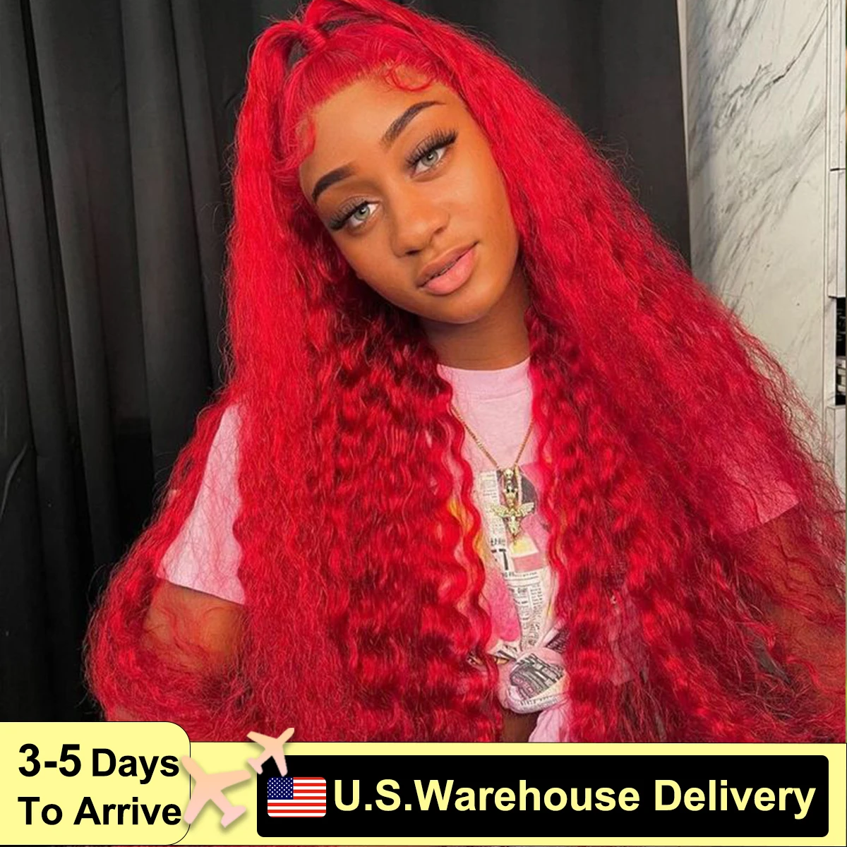 180 Density Brazilian Wigs 13X4 Red Hd Lace Frontal Human Hair Wigs Red Colored Deep Wave Lace Front Wig Pre Plucked For Women