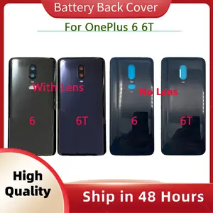 Bilashmart OnePlus 6 6T Battery Cover Rear Door Housing Back Case Replacement 1+ 6 6T Battery Cover With Camera Lens