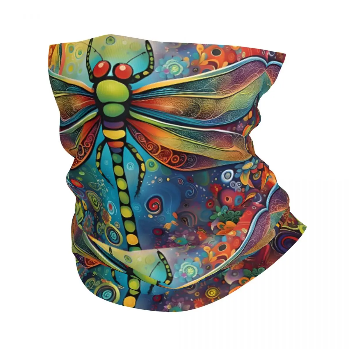 Dragonfly 60'S Flower Bandana Neck Gaiter Printed Balaclavas Wrap Scarf Multifunctional Cycling Running for Men Adult