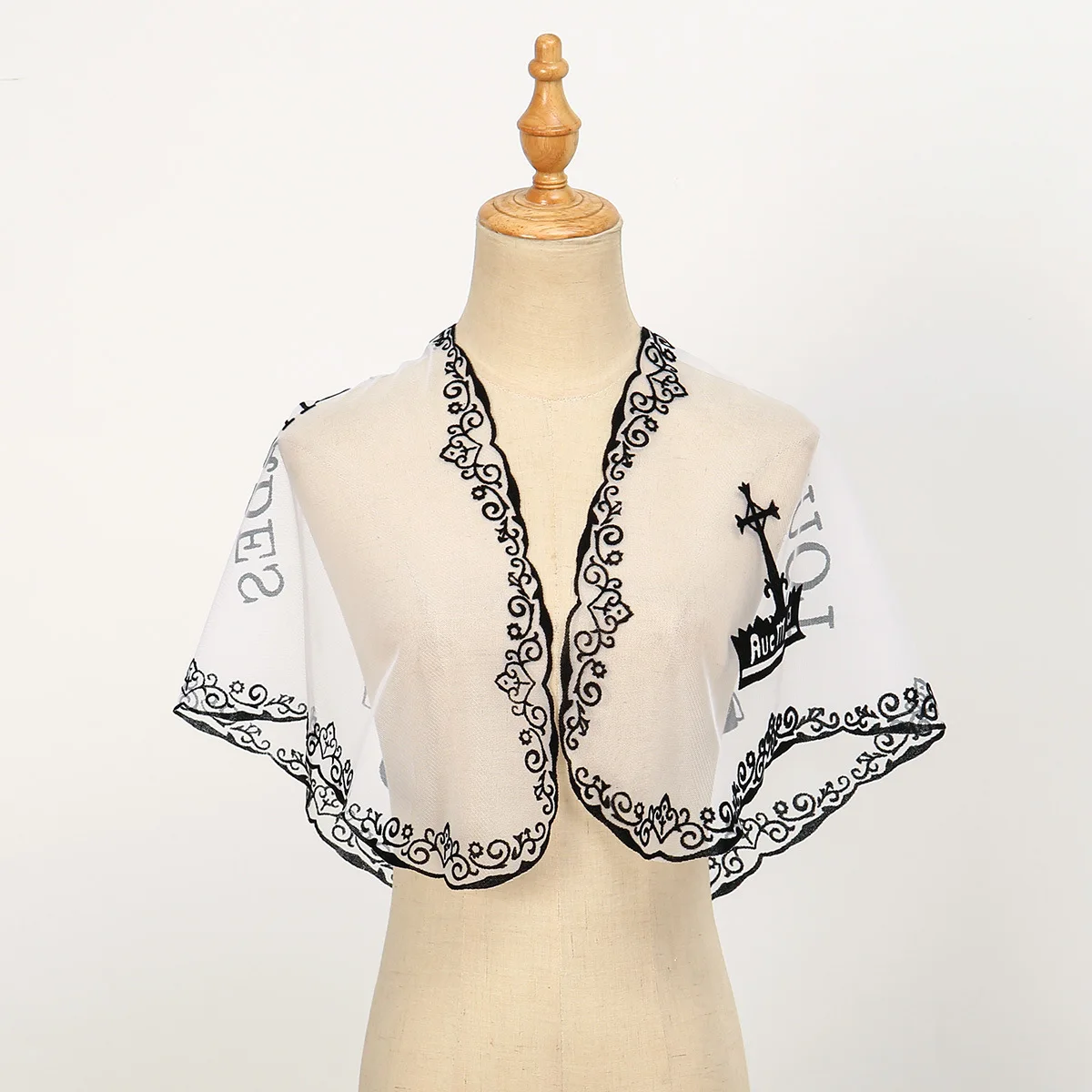 وشاح مثلث من البوليستر الجديد من مريم العذراء للنساء، وشاح شال دانتيل بسيط وجيد التهوية متعدد الاستخدامات #3