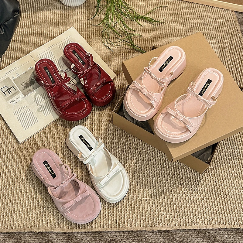 صنادل النساء الصيف المفتوحة تو النساء النعال منصة الموضة أسافين كعب أحذية فستان الشاطئ الصنادل الإناث Sandalias De Mujer