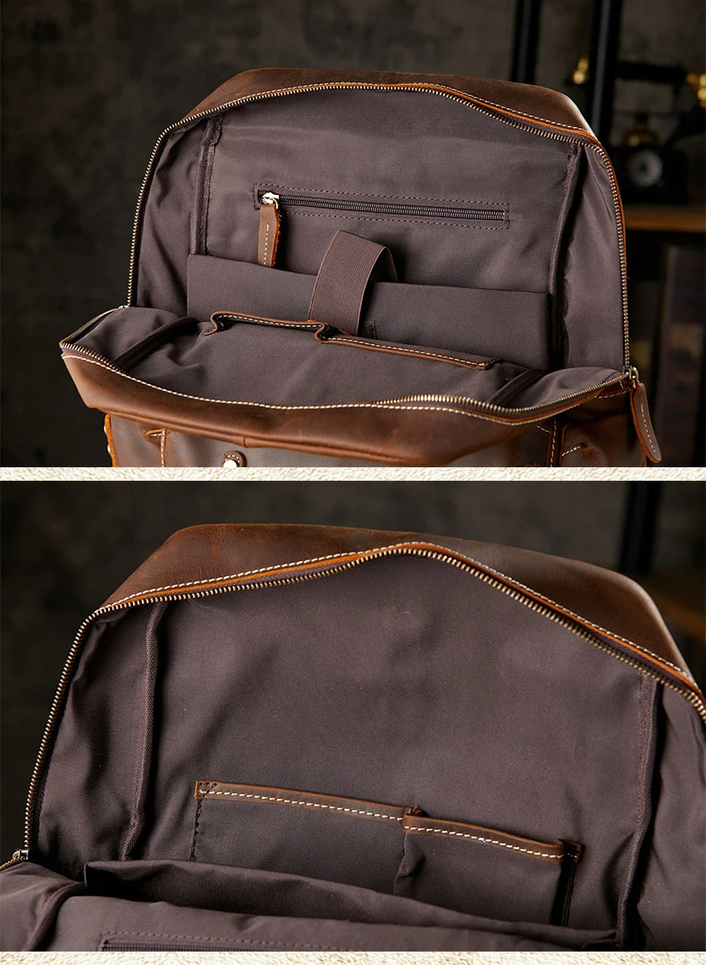 Vintage Genuine Leather Backpack Men Hiking Bagpack Bag Large Travel Backpack School Bag L5.6