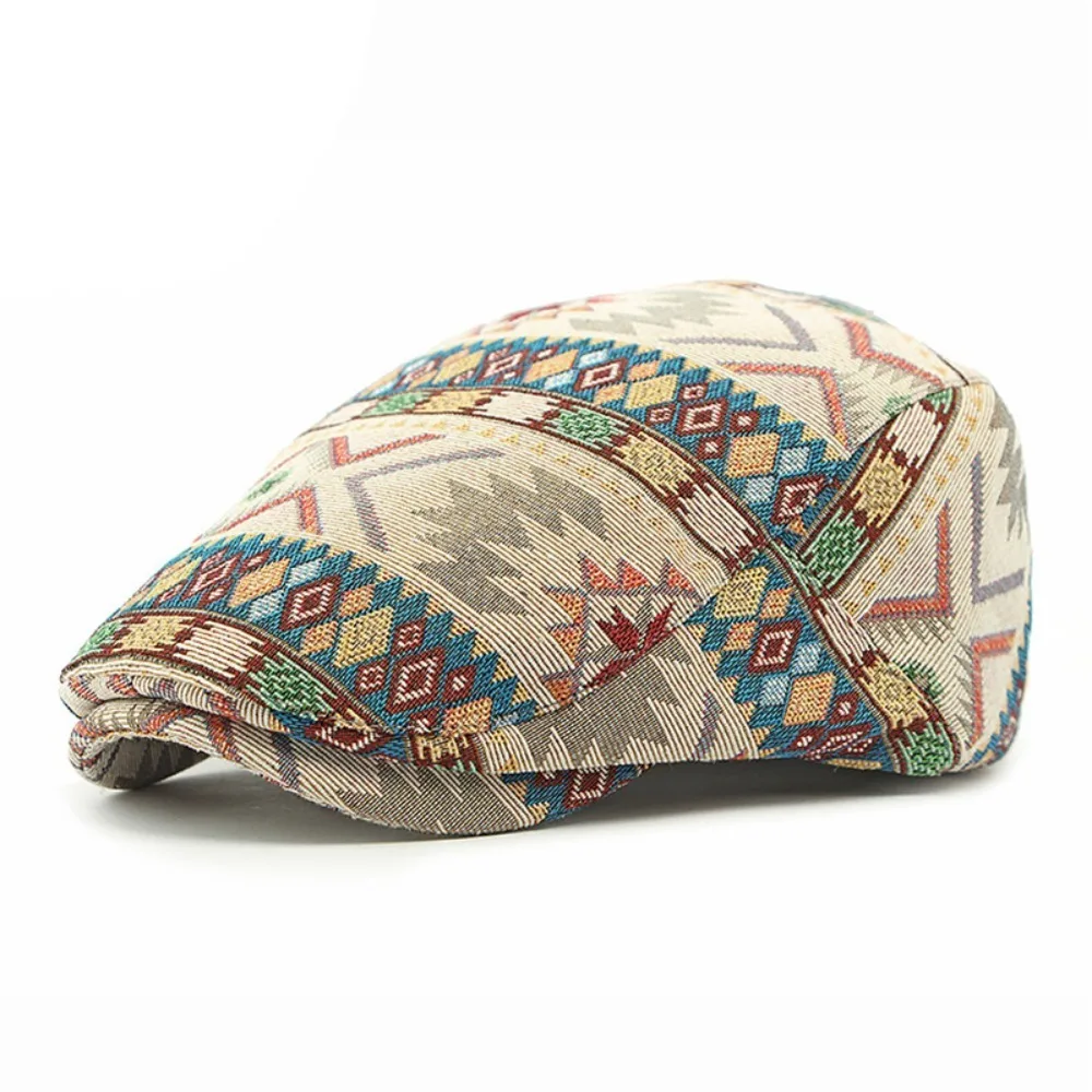 

Casual Adjustable Ethnic Style Berets Hat Bohemian Geometric Retro Newsboy Caps Painter Vintage Newsboy Flat Cap Men Women