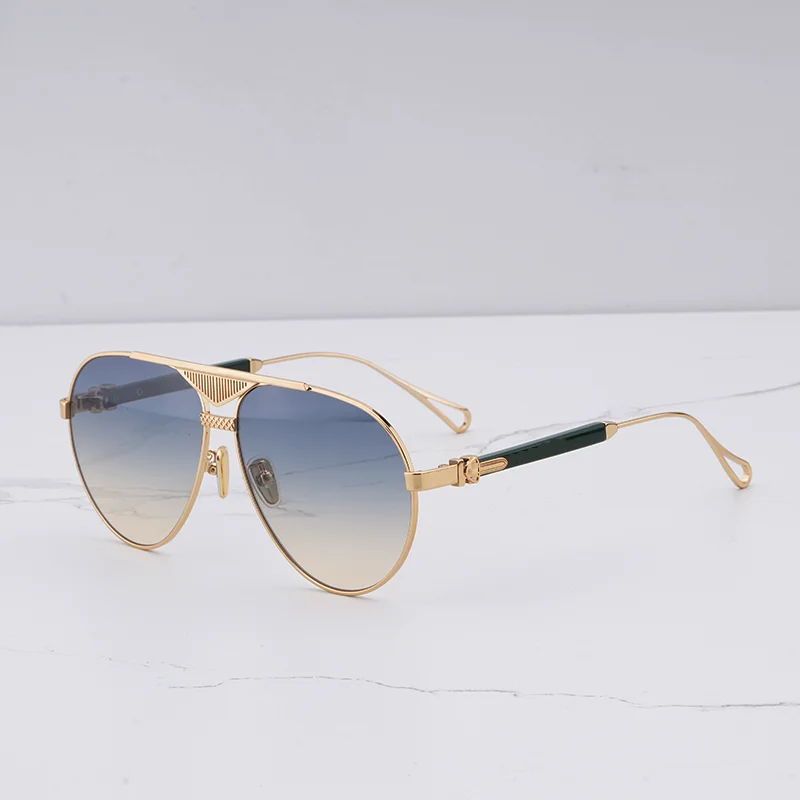 

2024 New Arrive Gold Pilot Sunglasses for Women THE SOUL High Street Double Bridge Sunnies Top Fashion Alloy Solar Glasses