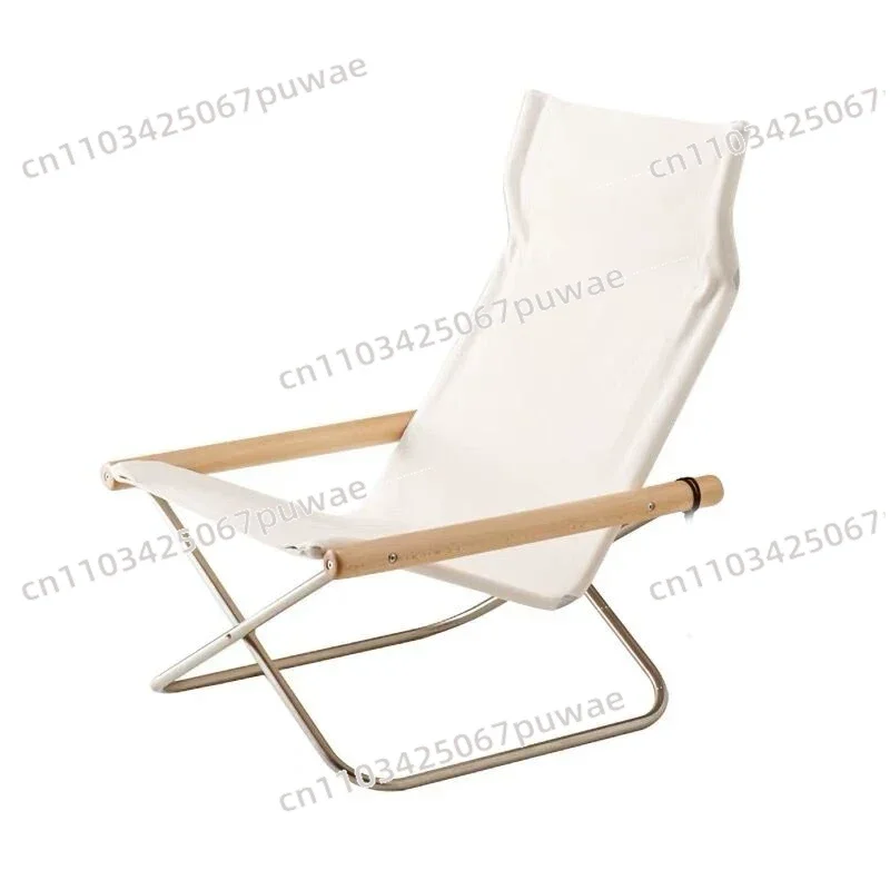 Lazy Outdoor Leisure Beach Chair Folding Chair Simple Canvas Sofa Recliner  Balcony Household