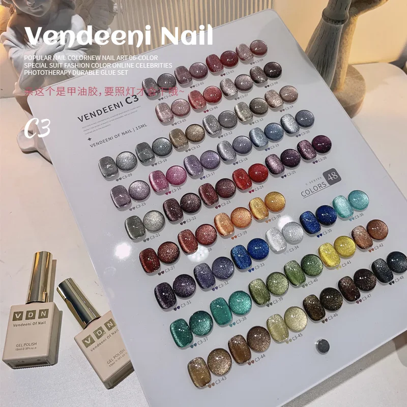 VENDEENI Cat eye gel 48 colors 2024 New Professional Hot item Uv gel Polish Nail Art Custom Non-toxic gel polish set Wholesale