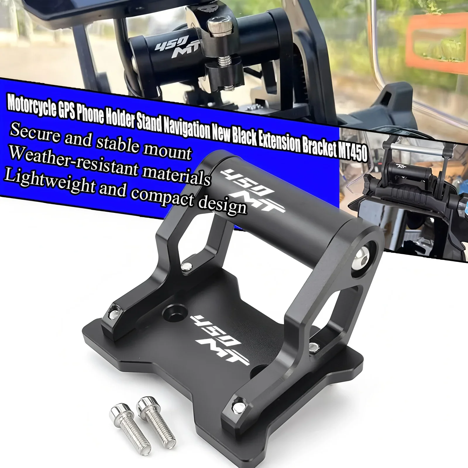 

For CFMOTO 450MT 450 MT 2024 2025 Motorcycle CNC aluminum GPS Phone Holder Stand Navigation New Black Extension Bracket 22mm