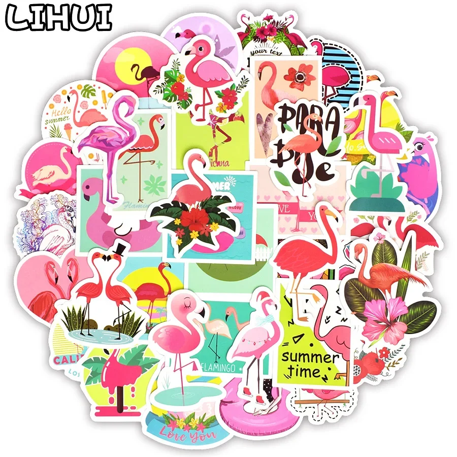 

50 PCS Flamingos Sticker Lovely Dream Cartoon Girl Stickers for Kids DIY Notebook Luggage Bicycle Fridge Guitar Laptop Stickers