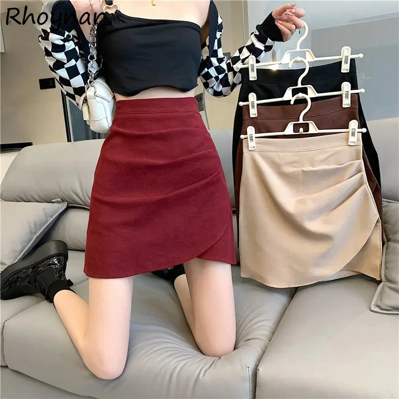 

Необычные сексуальные юбки для девочек, женская мода, Лидер продаж, молодежная корейская универсальная однотонная шикарная уличная одежда, повседневная офисная женская одежда с высокой талией