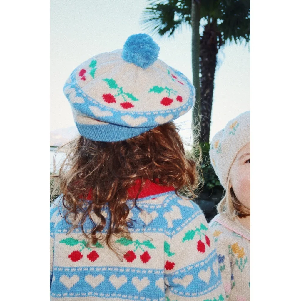 Girls Sweater 2024 Autumn and Winter New Cartoon Fashion Girls Knitted Cardigan Sweater Cotton Christmas Hat Children's Clothing