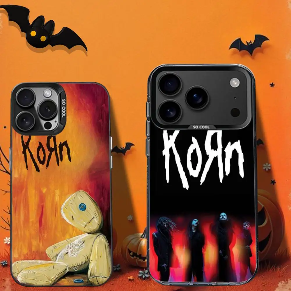 

Rock K-Korn B-BandS Phone Case For iPhone 16,12,13,17,15,1,11,Mini,Pro,SE,XS,MAX,Black Matte Silicone Cover