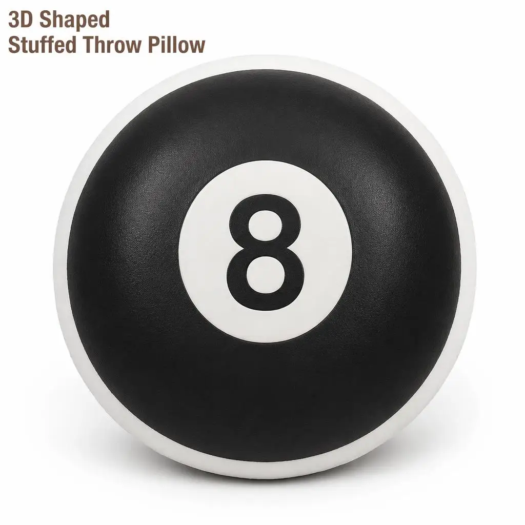 Black Billiards 8 Ball Plush Pillow Cushion Irregular Stuffed Throw Pillow Home Decor Gift Sofa Bed Billiards Room