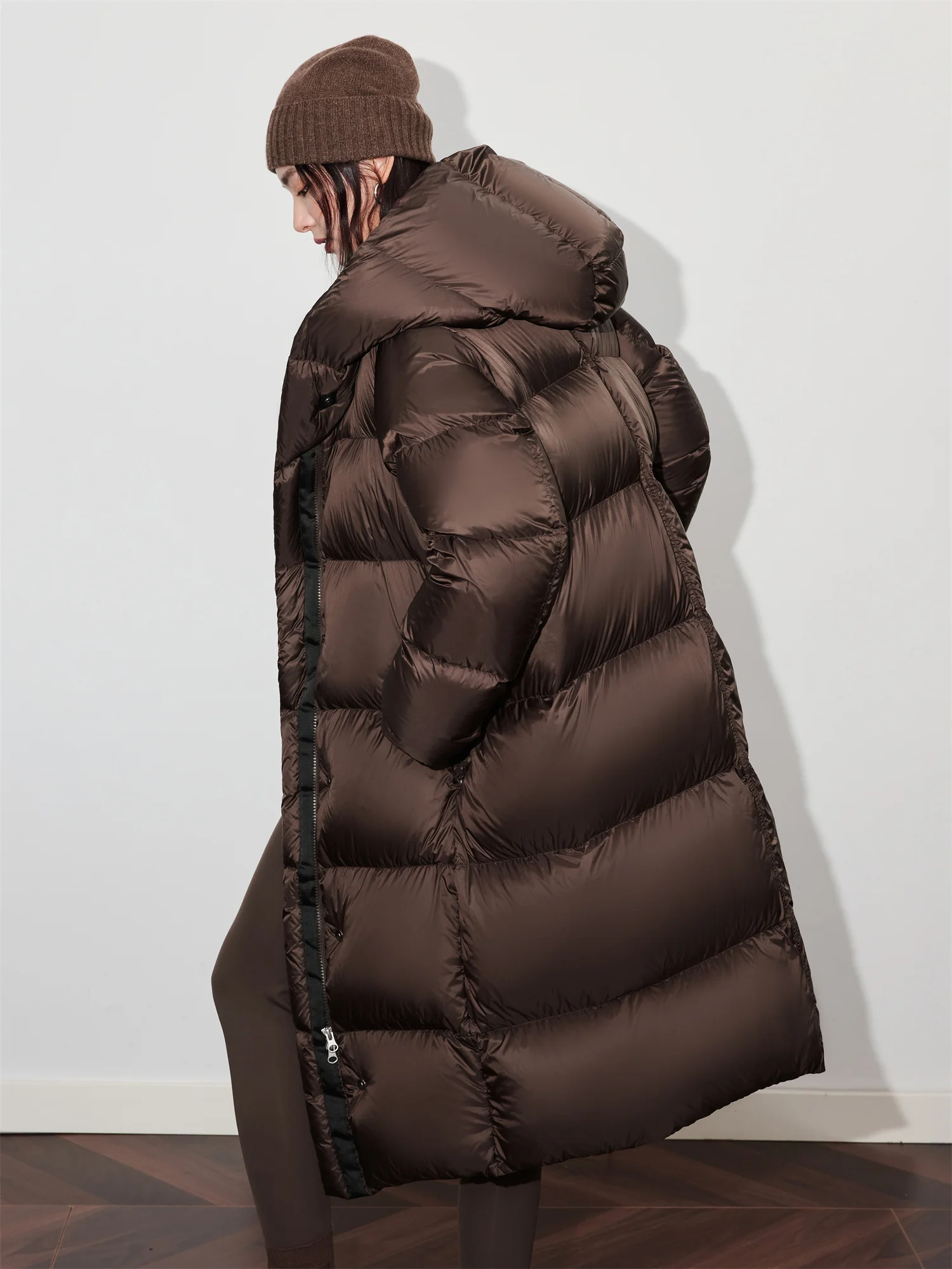 

Ultra-Thi Женское длинное пальто Jaet на гусином пуху Ультра-теплая зимняя одежда с капюшоном Ветрозащитная мощность с высоким наполнением Красивый дизайн