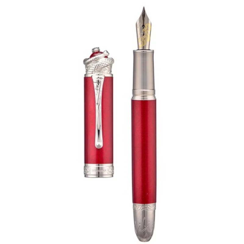 

A+ Hongdian N25 Piston Fountain Pen EF/F Nib , Red Snake Year Limited Writing Pen