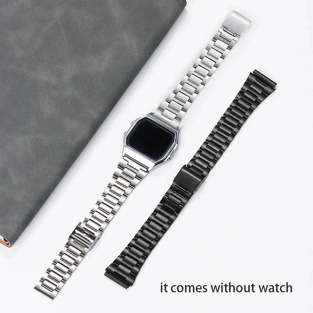 18mm Metal Wrist Strap for Casio F108 F-91W A158W A168 F105 AE1300 AE1200 Stainless Steel Wristband Men Women Watch Accessories