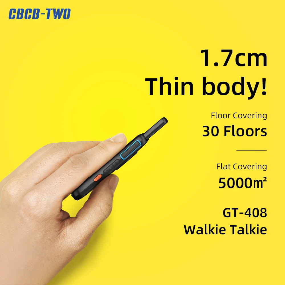 Cbbtwo GT-408 mini walkie talkie e comunicador de rádio de corpo leve para um dia restaurante deslocamento cirurgia plástica hospital