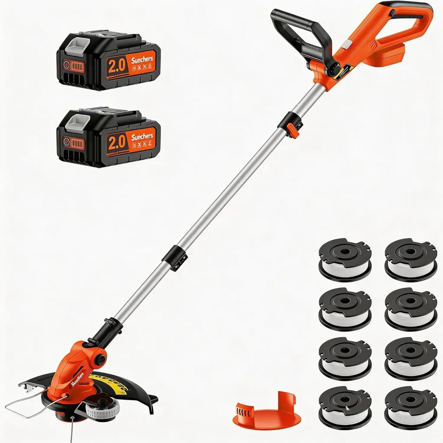 

12" Cordless String Trimmer 20V, 2 x 2.0Ah Batteries & Charger, Electric Grass Cutter Edger with 8 Spools for Garden Lawn