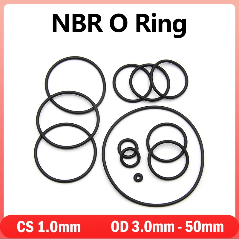 

50/100pcs NBR O Ring Nitrile Rubber Gasket Thickness CS 1mm OD 3mm ~ 50mm Black Round O Type Corrosion Oil Resist Sealing Washer