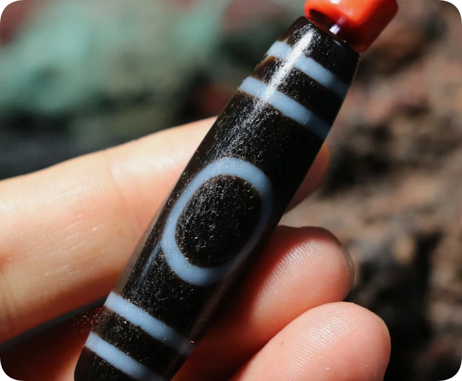 Energy Tibetan Old Agate Harmonious Symbol Heaven&Earth dZi Bead Pendant Amulet