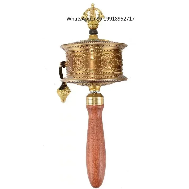 Hand-Cranked Prayer Wheel Six-Character Mantra Tube Eight Auspicious Gold Wheel Portable Spiritual Ornament Religious Accessory
