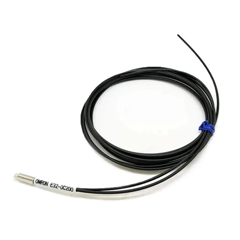 E32-DC200 Fiber Optic Sensor Head, Diffuse, M6 Cylindrical Axial, R25 Fiber, 2 m Cable