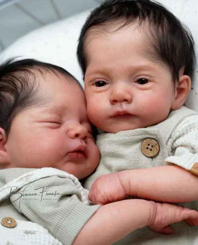 NPK 19inch Unassembly Twins Baby Reborn Kit Lily and Irys with 3D Skin Visible Veins Implantation Hair Realistic Dolls Part